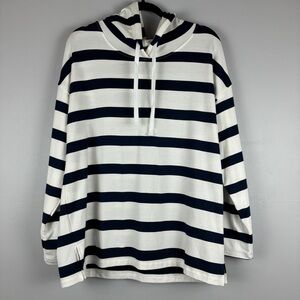 Workshop Republic NWT Navy White Striped Hoodie Large Minimalist Casual Core